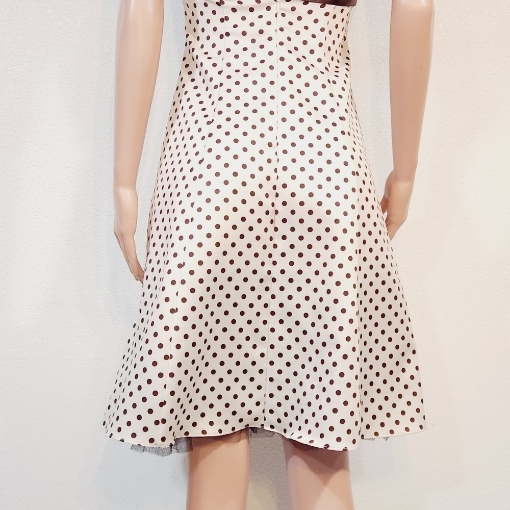 Zum ZUM by Niki Livas White And Brown Polkadot Halter 50s Style Deeds Sz 5/6 - Picture 10 of 13